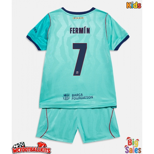 Barcelona Fermin Lopez #7 Replica Third Stadium Kit for Kids 2026-27 Short Sleeve (+ pants)